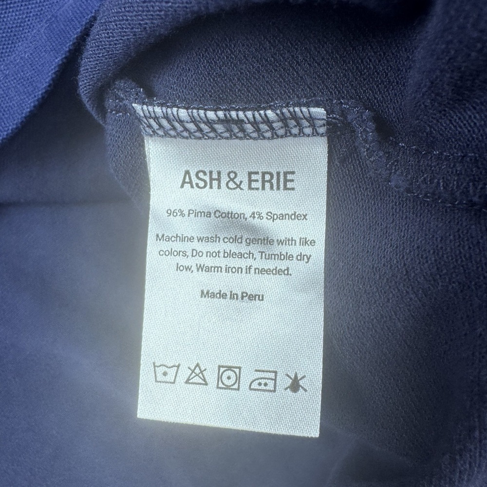 Ash & Erie Long Sleeve Polo Men L Blue Preppy Golf Collar Knit Pima Cotton - Picture 8 of 8